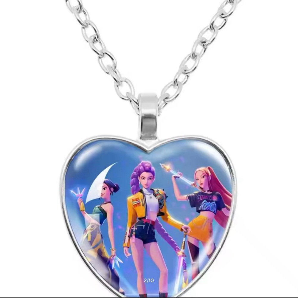 K-POP DEMON HUNTER Silver Heart Pendant Necklace